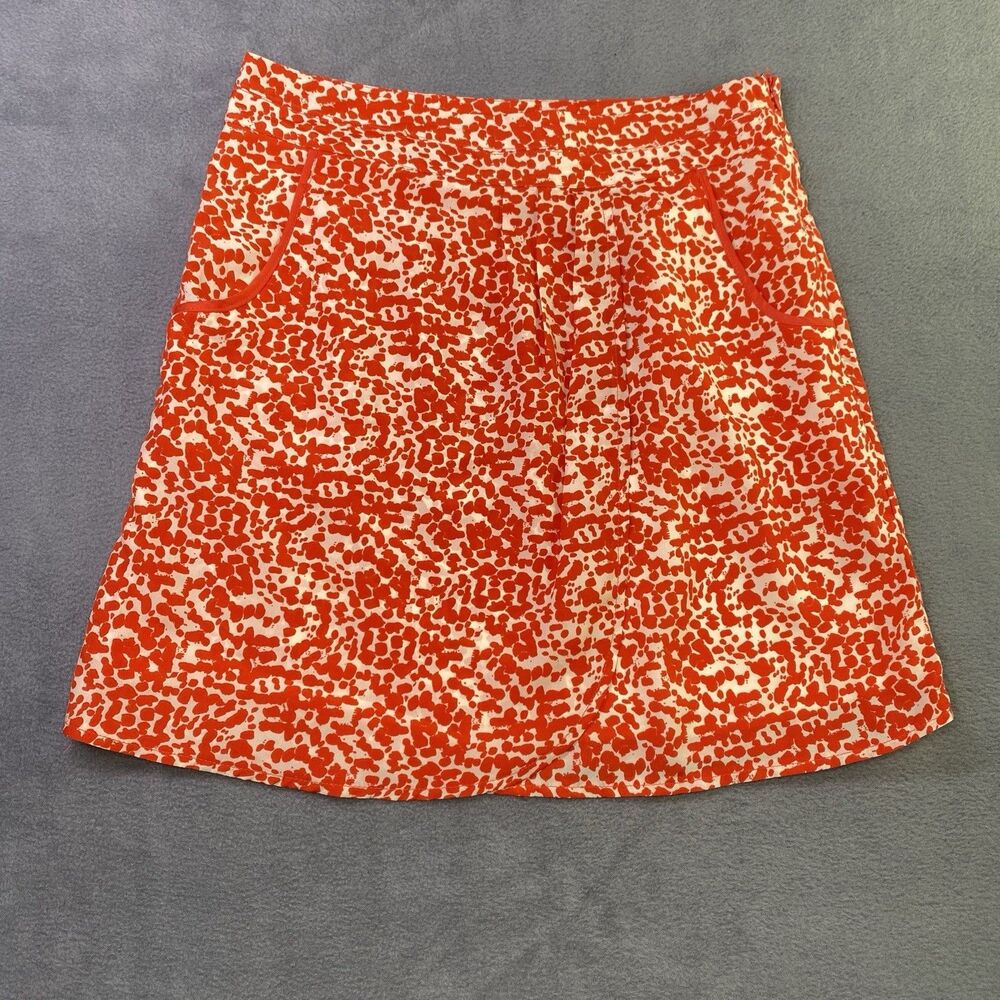 Annabella A-line Skirt Women M Faux Orange Beigfe Wrap Spotted Pockets